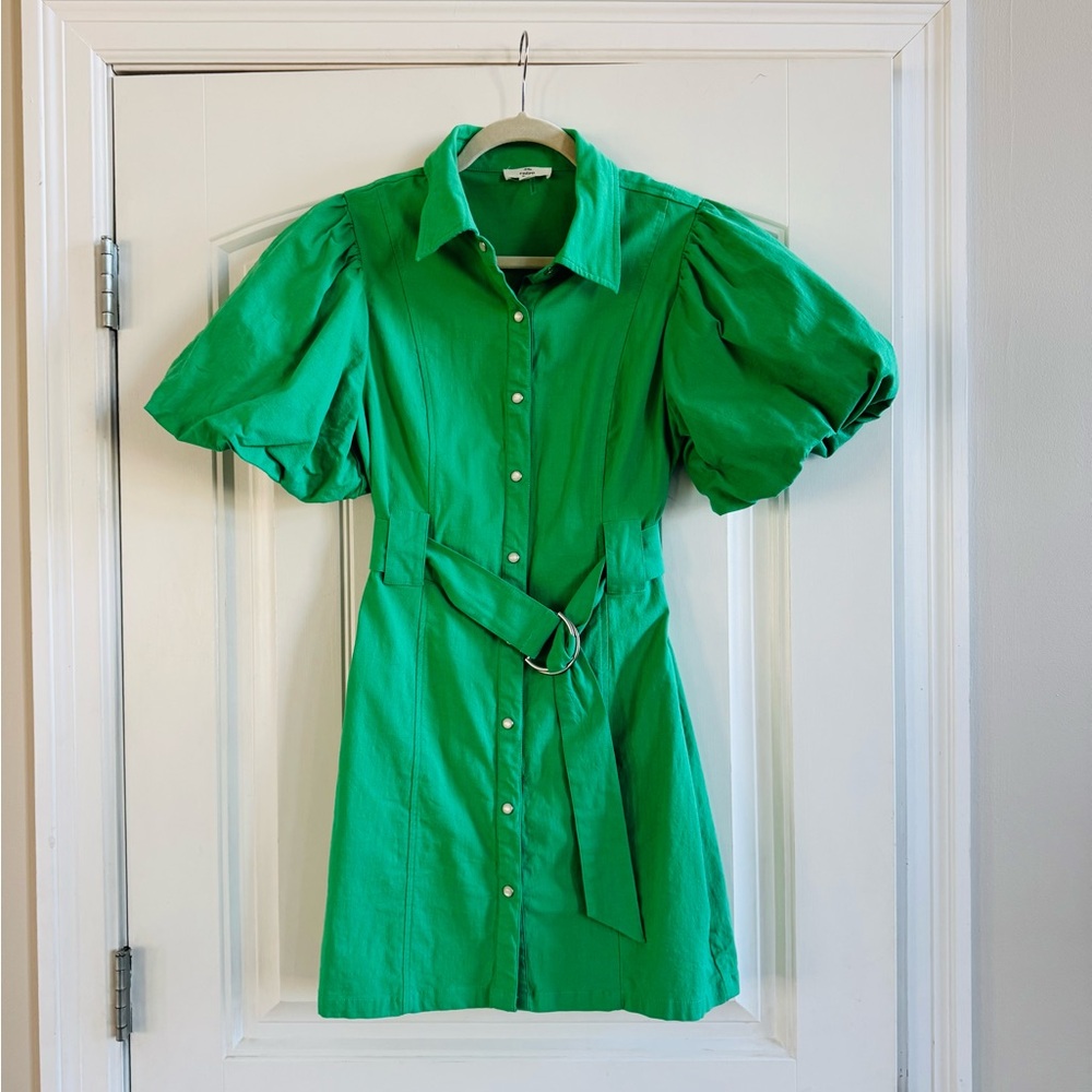 Entro Green Puff Sleeve Dress